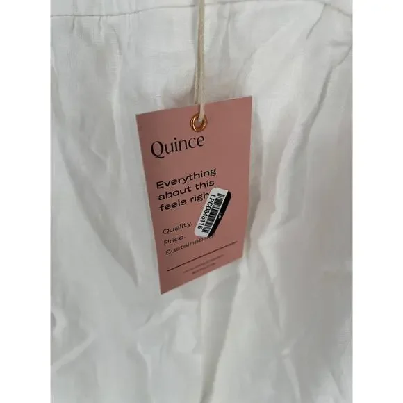 QUINCE White 100% European Linen Trapeze Midi Dress NWT Size Small - Picture 10 of 10